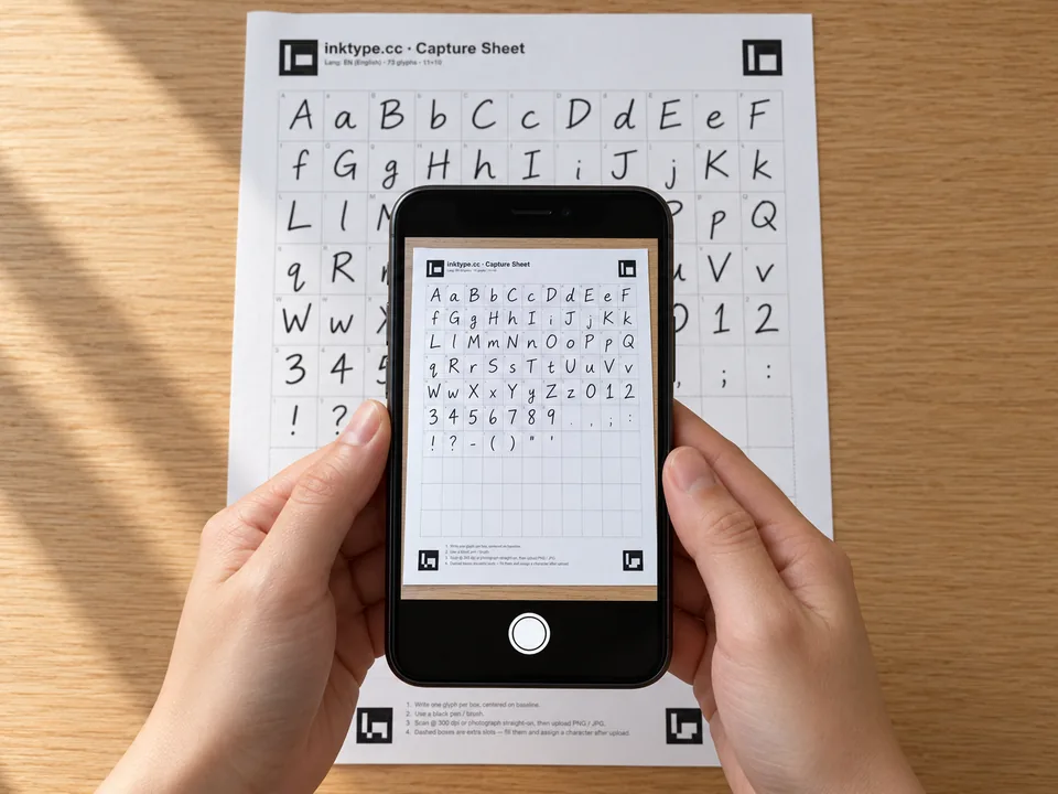A phone taking a photo of a filled-in capture sheet